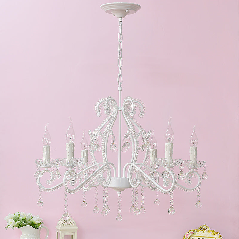 Bedroom Chandelier Girls, Nordic Style Pendant Lighting with Clear Crystal and Candle Clearhalo 'Ceiling Lights' 'Chandeliers' Lighting' options 167984