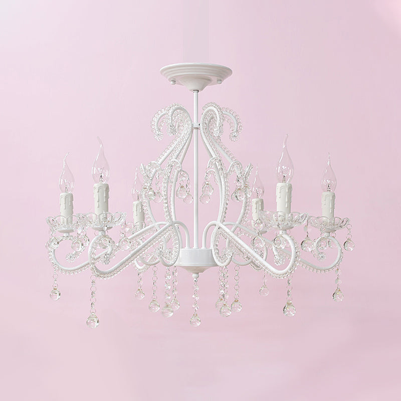 Bedroom Chandelier Girls, Nordic Style Pendant Lighting with Clear Crystal and Candle Clearhalo 'Ceiling Lights' 'Chandeliers' Lighting' options 167985
