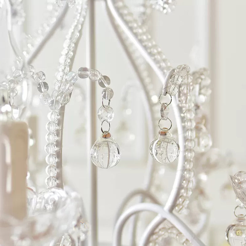Bedroom Chandelier Girls, Nordic Style Pendant Lighting with Clear Crystal and Candle Clearhalo 'Ceiling Lights' 'Chandeliers' Lighting' options 167986