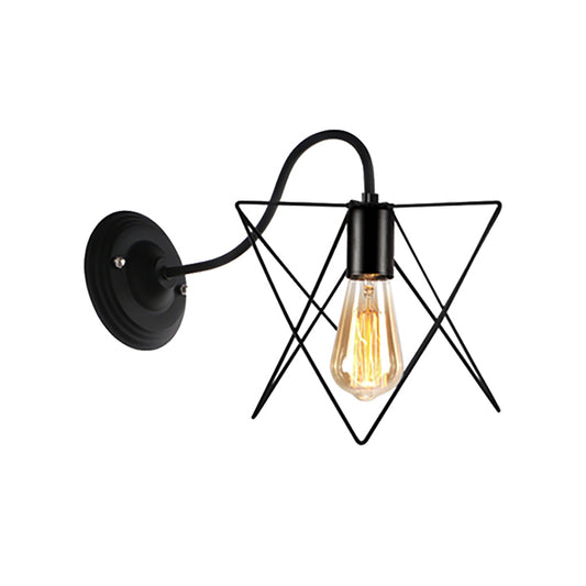 Black 1 Head Wall Lamp Vintage Industrial Metal Gourd/Squared Wall Light Sconce with Wire Frame for Coffee Shop Clearhalo 'Art deco wall lights' 'Cast Iron' 'Glass' 'Industrial wall lights' 'Industrial' 'Middle century wall lights' 'Modern' 'Rustic wall lights' 'Tiffany' 'Traditional wall lights' 'Wall Lamps & Sconces' 'Wall Lights' Lighting' 168038