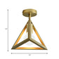 Global/Triangle Metallic Semi Flush Mount Light with Wire Frame Industrial 1 Head Bedroom Ceiling Lamp in Brass Clearhalo 'Ceiling Lights' 'Close To Ceiling Lights' 'Close to ceiling' 'Semi-flushmount' Lighting' 168098