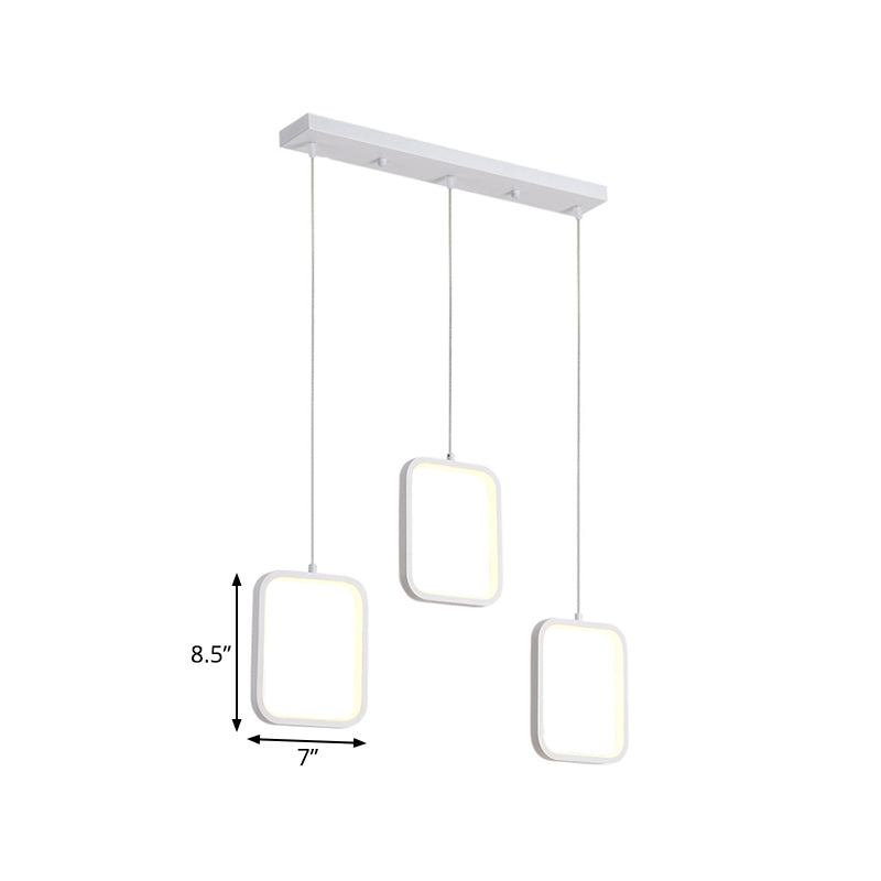 Square/Circle Cluster Pendant Modernism Acrylic 3 Lights Black/White Pendant Ceiling Light in Warm/White Light with Round/Linear Canopy Clearhalo 'Ceiling Lights' 'Modern Pendants' 'Modern' 'Pendant Lights' 'Pendants' Lighting' 168142