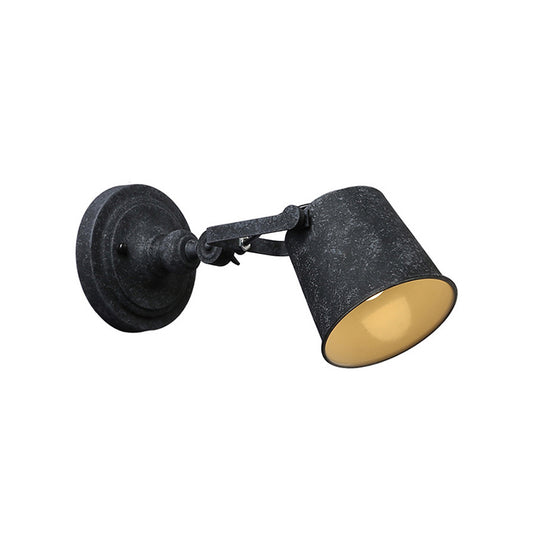 Wrought Iron Bucket Wall Sconce Lamp Farmhouse Style 1 Light Living Room Wall Sconce Light in Antique Black Clearhalo 'Art deco wall lights' 'Cast Iron' 'Glass' 'Industrial wall lights' 'Industrial' 'Middle century wall lights' 'Modern' 'Rustic wall lights' 'Tiffany' 'Traditional wall lights' 'Wall Lamps & Sconces' 'Wall Lights' Lighting' 168192