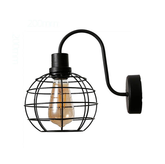 1 Bulb Sconce Lamp Retro Style Wire Global Cage Metal Wall Sconce Light in Black for Living Room Clearhalo 'Art deco wall lights' 'Cast Iron' 'Glass' 'Industrial wall lights' 'Industrial' 'Middle century wall lights' 'Modern' 'Rustic wall lights' 'Tiffany' 'Traditional wall lights' 'Wall Lamps & Sconces' 'Wall Lights' Lighting' 168417