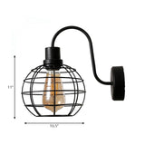1 Bulb Sconce Lamp Retro Style Wire Global Cage Metal Wall Sconce Light in Black for Living Room Clearhalo 'Art deco wall lights' 'Cast Iron' 'Glass' 'Industrial wall lights' 'Industrial' 'Middle century wall lights' 'Modern' 'Rustic wall lights' 'Tiffany' 'Traditional wall lights' 'Wall Lamps & Sconces' 'Wall Lights' Lighting' 168418