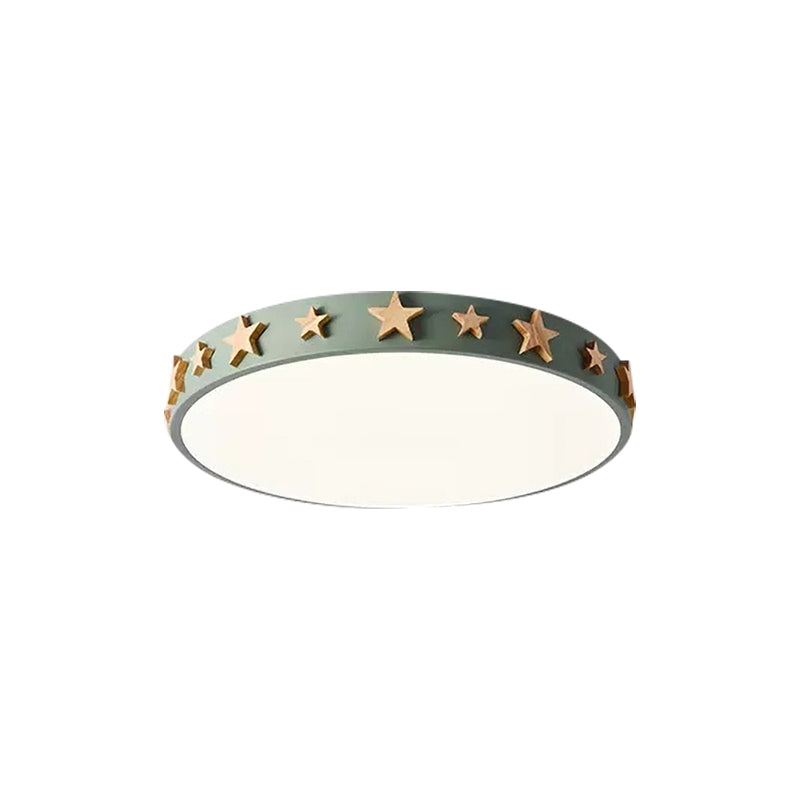 Drum Flush Mount Light, Contemporary Ceiling Light with Star Decoration for Kids Bedroom Clearhalo 'Ceiling Lights' 'Close To Ceiling Lights' 'Close to ceiling' 'Flush mount' Lighting' 168435