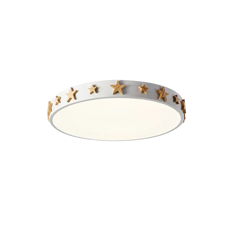 Drum Flush Mount Light, Contemporary Ceiling Light with Star Decoration for Kids Bedroom Clearhalo 'Ceiling Lights' 'Close To Ceiling Lights' 'Close to ceiling' 'Flush mount' Lighting' 168438