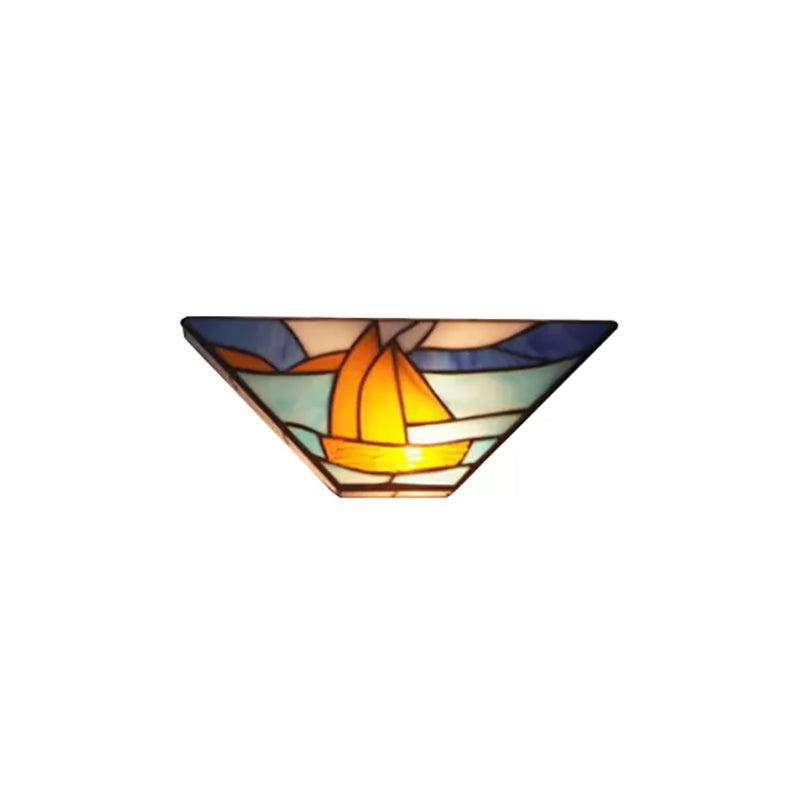 Tiffany Wall Mount Light with Stained Glass Shade Indoor Wall Sconce Light for Living Room Clearhalo 'Industrial' 'Middle century wall lights' 'Tiffany wall lights' 'Tiffany' 'Wall Lamps & Sconces' 'Wall Lights' Lighting' 168478