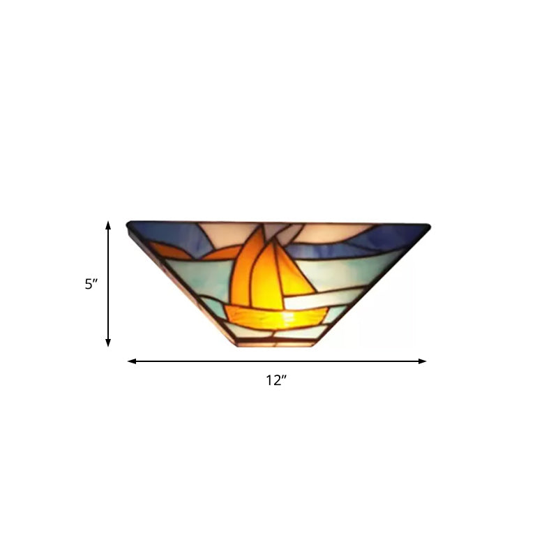 Tiffany Wall Mount Light with Stained Glass Shade Indoor Wall Sconce Light for Living Room Clearhalo 'Industrial' 'Middle century wall lights' 'Tiffany wall lights' 'Tiffany' 'Wall Lamps & Sconces' 'Wall Lights' Lighting' 168479