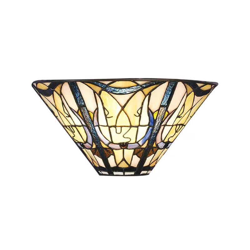 Multi Color Upward Wall Light Stained Glass Tiffany Style Wall Mount Light for Home Clearhalo 'Industrial' 'Middle century wall lights' 'Tiffany wall lights' 'Tiffany' 'Wall Lamps & Sconces' 'Wall Lights' Lighting' 168501