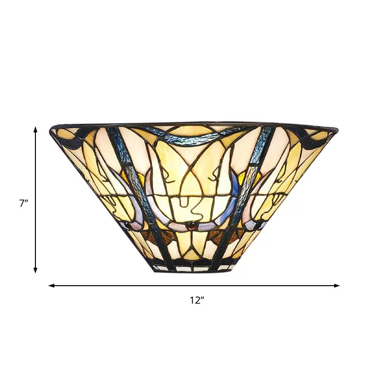 Multi Color Upward Wall Light Stained Glass Tiffany Style Wall Mount Light for Home Clearhalo 'Industrial' 'Middle century wall lights' 'Tiffany wall lights' 'Tiffany' 'Wall Lamps & Sconces' 'Wall Lights' Lighting' 168502