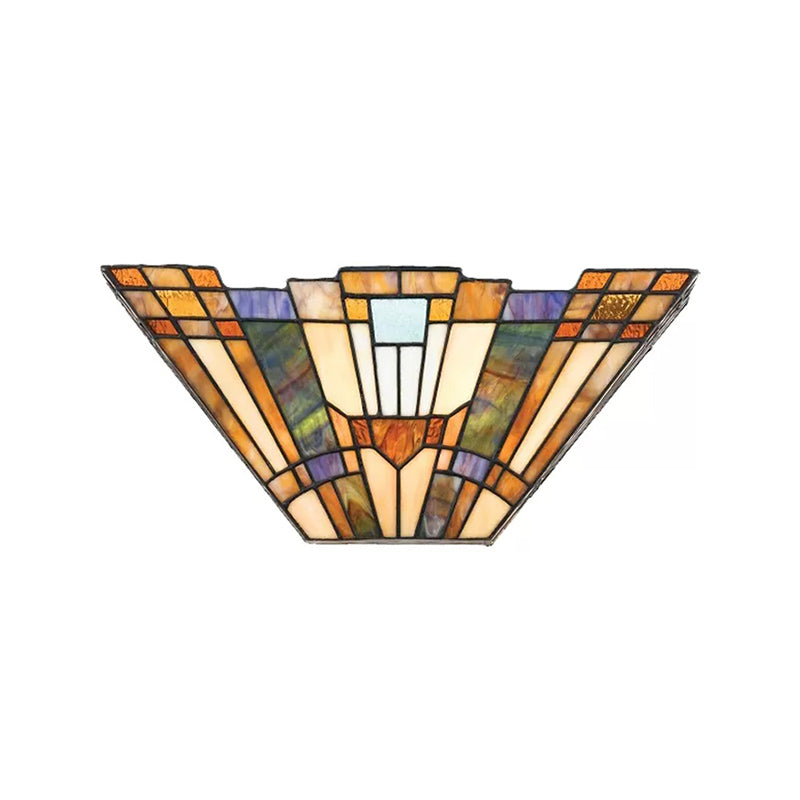Multi Color Upward Wall Light Stained Glass Tiffany Style Wall Mount Light for Home Clearhalo 'Industrial' 'Middle century wall lights' 'Tiffany wall lights' 'Tiffany' 'Wall Lamps & Sconces' 'Wall Lights' Lighting' 168507