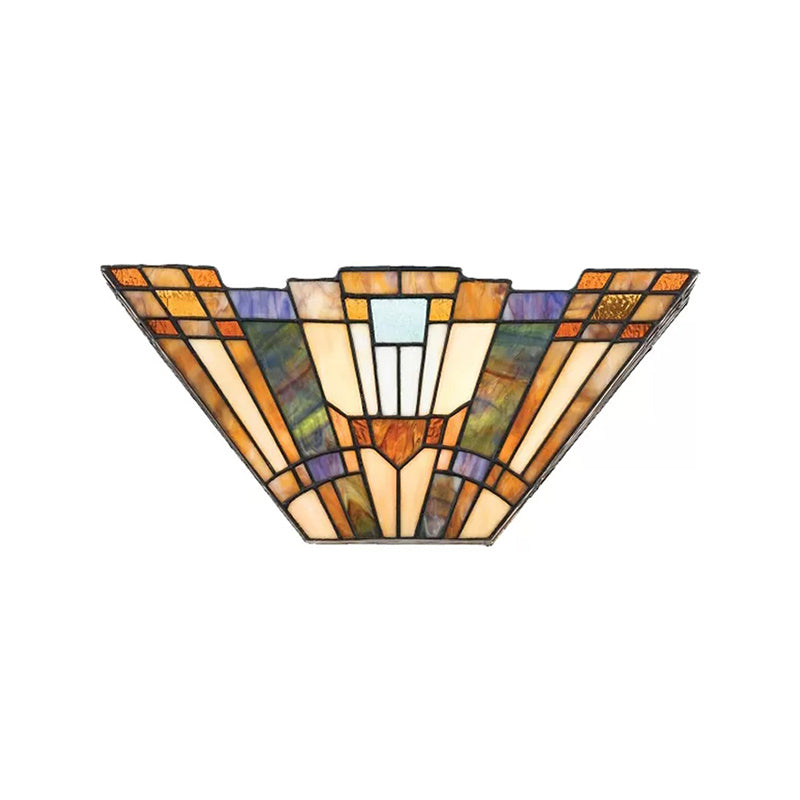 Multi Color Upward Wall Light Stained Glass Tiffany Style Wall Mount Light for Home Clearhalo 'Industrial' 'Middle century wall lights' 'Tiffany wall lights' 'Tiffany' 'Wall Lamps & Sconces' 'Wall Lights' Lighting' 168507