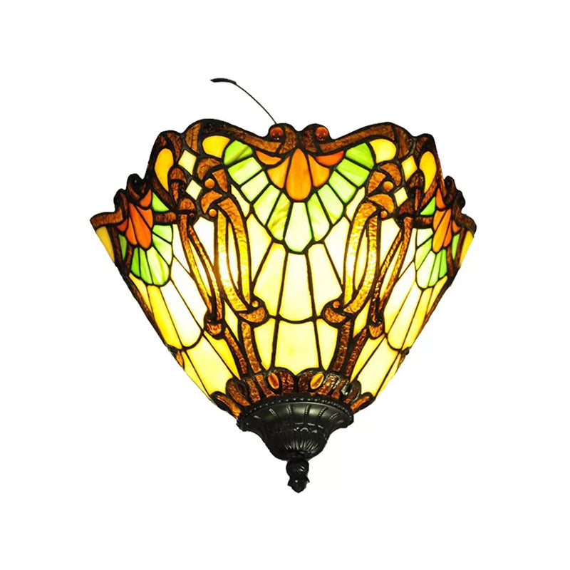 Multi Color Upward Wall Light Stained Glass Tiffany Style Wall Mount Light for Home Clearhalo 'Industrial' 'Middle century wall lights' 'Tiffany wall lights' 'Tiffany' 'Wall Lamps & Sconces' 'Wall Lights' Lighting' 168510