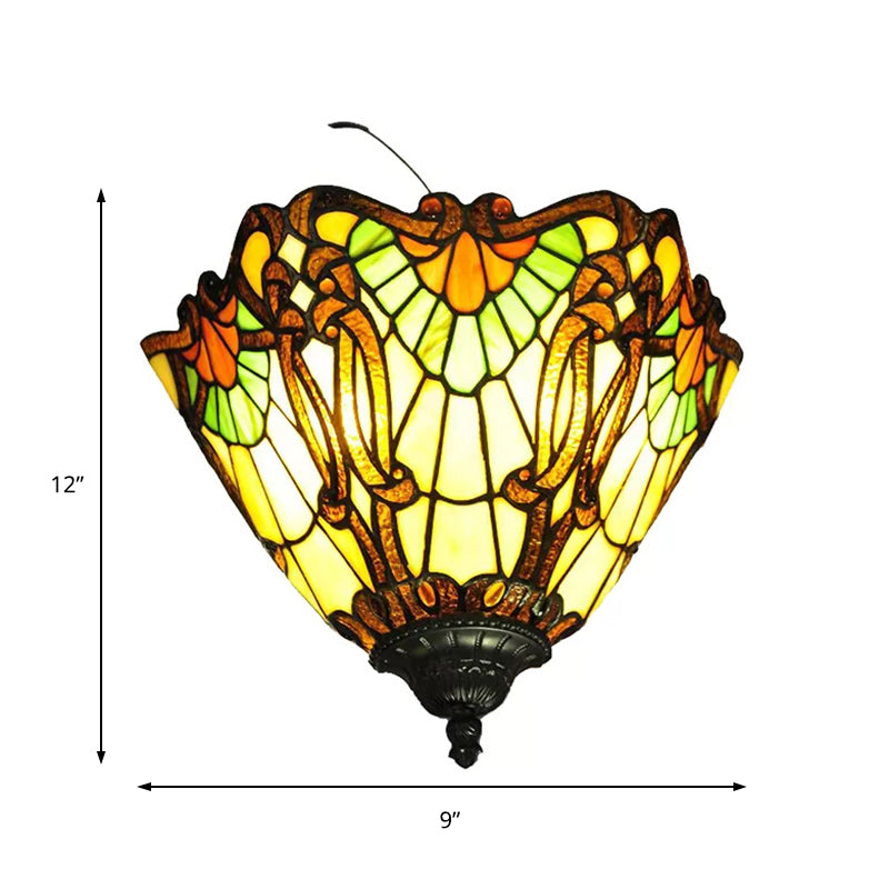 Multi Color Upward Wall Light Stained Glass Tiffany Style Wall Mount Light for Home Clearhalo 'Industrial' 'Middle century wall lights' 'Tiffany wall lights' 'Tiffany' 'Wall Lamps & Sconces' 'Wall Lights' Lighting' 168511