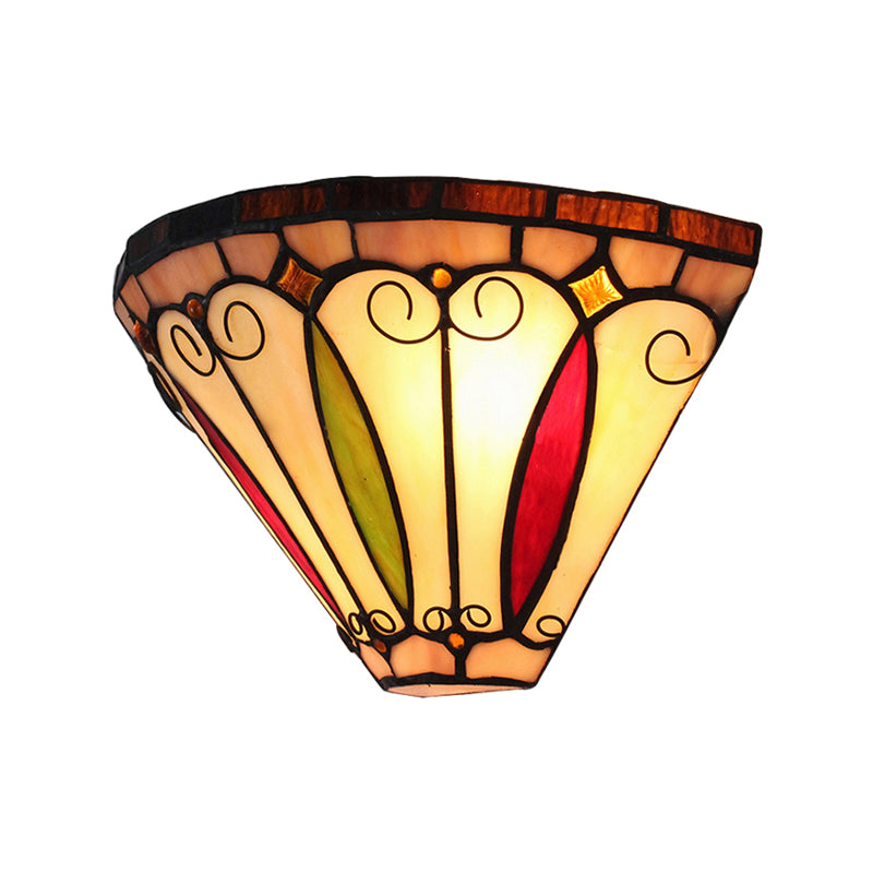 2 Lights Mini Wall Sconce with Bowl Shade Stained Glass Vintage Wall Light Fixture in Multi Color Clearhalo 'Industrial' 'Middle century wall lights' 'Tiffany wall lights' 'Tiffany' 'Wall Lamps & Sconces' 'Wall Lights' Lighting' 168608