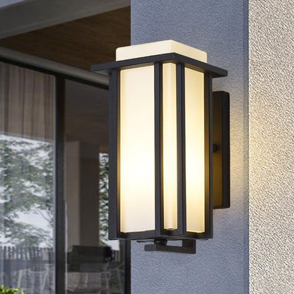 1-Light Rectangle Wall Lighting Warehouse Black Opaline Glass Flush Mount Wall Sconce with Metal Frame, 6"/6.5" W Black Clearhalo 'Art deco wall lights' 'Cast Iron' 'Glass' 'Industrial wall lights' 'Industrial' 'Middle century wall lights' 'Modern' 'Rustic wall lights' 'Tiffany' 'Traditional wall lights' 'Wall Lamps & Sconces' 'Wall Lights' Lighting' 1687494