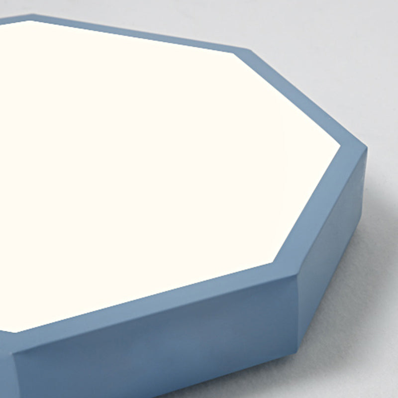 Child Bedroom LED Ceiling Light Modern Macaron Flush Mount Lighting with Hexagon Shade Clearhalo 'Ceiling Lights' 'Close To Ceiling Lights' 'Close to ceiling' 'Flush mount' Lighting' 168750