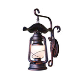 1 Bulb Opaline Glass Wall Mount Light Nautical Weathered Copper Kerosene Lamp Porch Wall Lighting Clearhalo 'Art deco wall lights' 'Cast Iron' 'Glass' 'Industrial wall lights' 'Industrial' 'Middle century wall lights' 'Modern' 'Rustic wall lights' 'Tiffany' 'Traditional wall lights' 'Wall Lamps & Sconces' 'Wall Lights' Lighting' 1687535