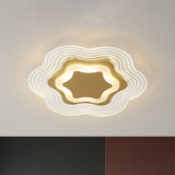 Floral Acrylic Ceiling Lighting Minimalist LED Gold Flush Light Fixture in Warm/White Light