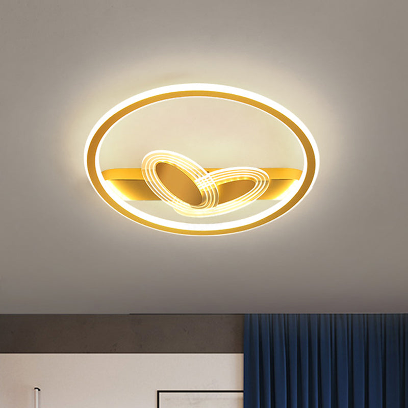 Acrylic Oval and Circle Flush Light Fixture Modern LED Flush Mount Lighting in Black/Gold Clearhalo 'Ceiling Lights' 'Close To Ceiling Lights' 'Close to ceiling' 'Flush mount' Lighting' 1687546