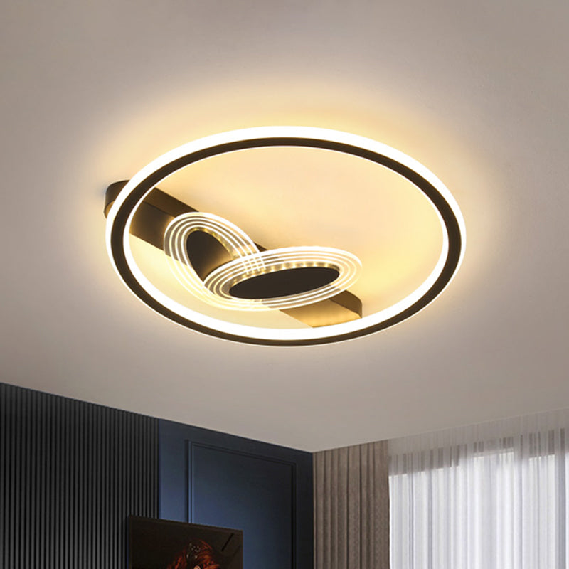 Acrylic Oval and Circle Flush Light Fixture Modern LED Flush Mount Lighting in Black/Gold Black Clearhalo 'Ceiling Lights' 'Close To Ceiling Lights' 'Close to ceiling' 'Flush mount' Lighting' 1687549
