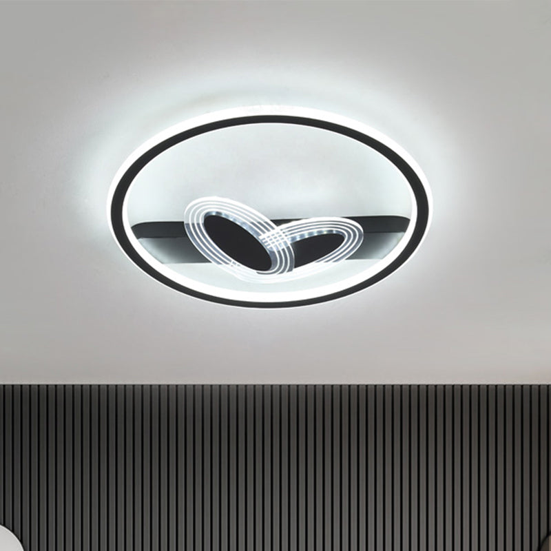 Acrylic Oval and Circle Flush Light Fixture Modern LED Flush Mount Lighting in Black/Gold Clearhalo 'Ceiling Lights' 'Close To Ceiling Lights' 'Close to ceiling' 'Flush mount' Lighting' 1687550