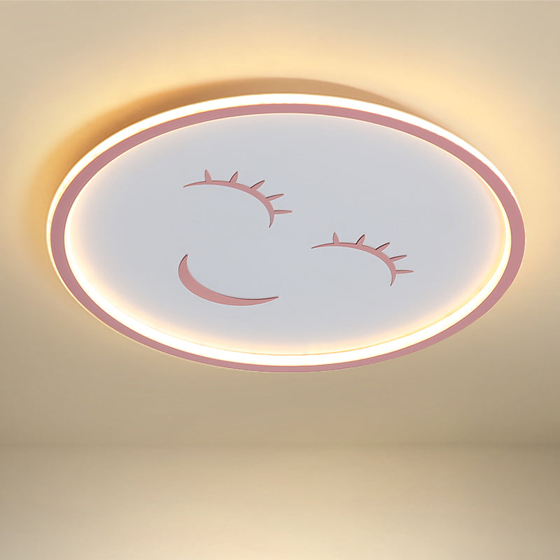 Acrylic Smiling Face Ceiling Light Fixture Cartoon LED Flush Mount lamp in Pink, Warm/White Light Pink Clearhalo 'Ceiling Lights' 'Close To Ceiling Lights' 'Close to ceiling' 'Flush mount' Lighting' 1687553