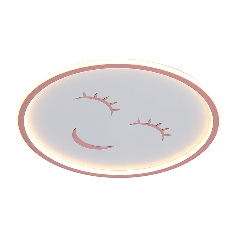 Acrylic Smiling Face Ceiling Light Fixture Cartoon LED Flush Mount lamp in Pink, Warm/White Light Clearhalo 'Ceiling Lights' 'Close To Ceiling Lights' 'Close to ceiling' 'Flush mount' Lighting' 1687555
