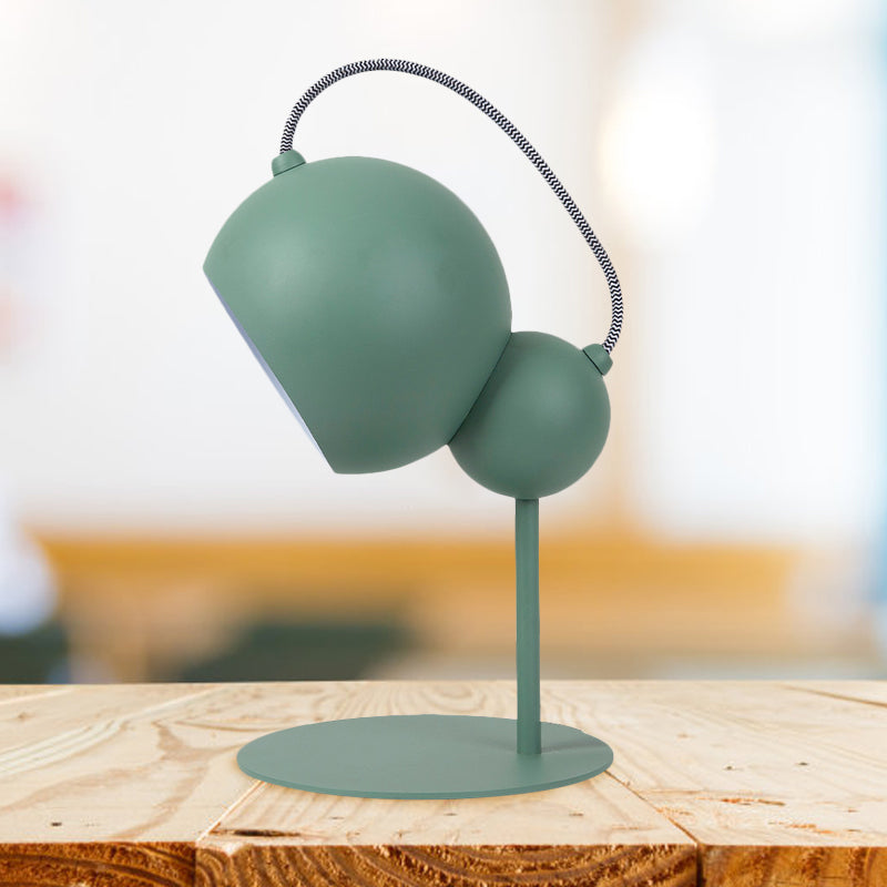 Pink/Yellow/Green Globe Table Lamp Modernist 1 Light Metallic Reading Light with Adjustable Shade for Bedroom Clearhalo 'Lamps' 'Table Lamps' Lighting' 1687558