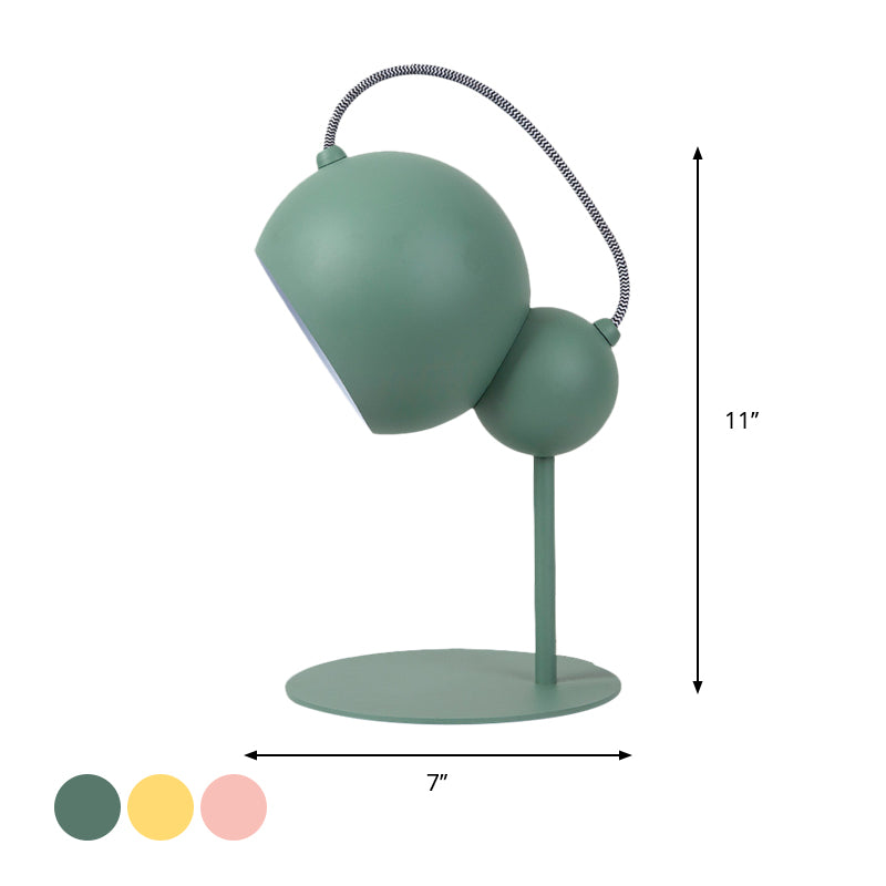 Pink/Yellow/Green Globe Table Lamp Modernist 1 Light Metallic Reading Light with Adjustable Shade for Bedroom Clearhalo 'Lamps' 'Table Lamps' Lighting' 1687560