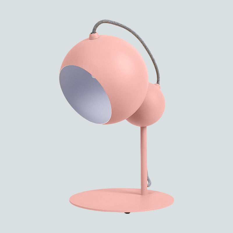Pink/Yellow/Green Globe Table Lamp Modernist 1 Light Metallic Reading Light with Adjustable Shade for Bedroom Clearhalo 'Lamps' 'Table Lamps' Lighting' 1687567
