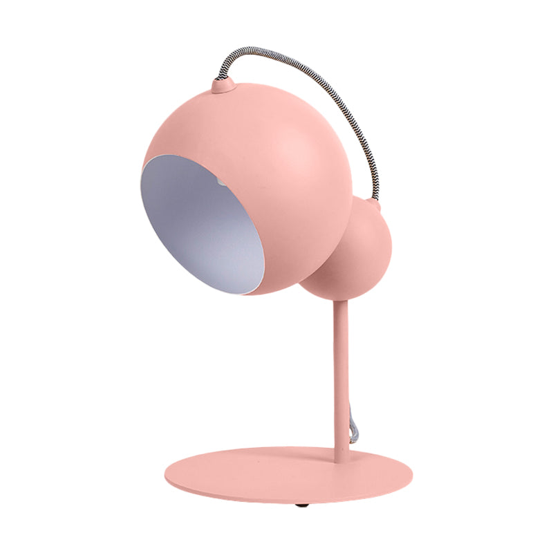 Pink/Yellow/Green Globe Table Lamp Modernist 1 Light Metallic Reading Light with Adjustable Shade for Bedroom Clearhalo 'Lamps' 'Table Lamps' Lighting' 1687568