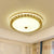 Gold LED Ceiling Fixture Antiqued Opaline Glass Pierced Drum Flush Light with Flower Pattern
