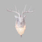 Resin Deer Shape Wall Mounted Light Cottage 1 Bulb Drawing Room Wall Sconce with Hand-Cut Crystal Shade in White/Beige/Orange Clearhalo 'Wall Lamps & Sconces' 'Wall Lights' Lighting' 1687587