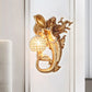 Farmhouse Sphere Sconce Light 1-Bulb Clear Beveled Crystal Wall Mounted Lighting with Mermaid Design in Light Blue/Gold, Left/Right Gold Left Clearhalo 'Wall Lamps & Sconces' 'Wall Lights' Lighting' 1687593