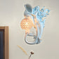 Farmhouse Sphere Sconce Light 1-Bulb Clear Beveled Crystal Wall Mounted Lighting with Mermaid Design in Light Blue/Gold, Left/Right Clearhalo 'Wall Lamps & Sconces' 'Wall Lights' Lighting' 1687598