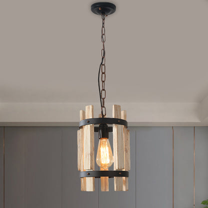 Round Metallic Pendant Lamp Rustic 1 Bulb Parlor Suspension Lamp with Cylindrical Wooden Frame in Wood/White White Clearhalo 'Art Deco Pendants' 'Cast Iron' 'Ceiling Lights' 'Ceramic' 'Crystal' 'Industrial Pendants' 'Industrial' 'Metal' 'Middle Century Pendants' 'Pendant Lights' 'Pendants' 'Tiffany' Lighting' 1687614