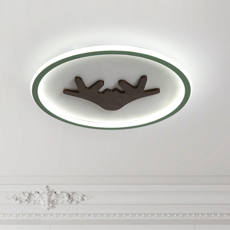 Deer Flush Mount Lighting Acrylic Grey/White/Green LED Flush Ceiling Light for Bedroom