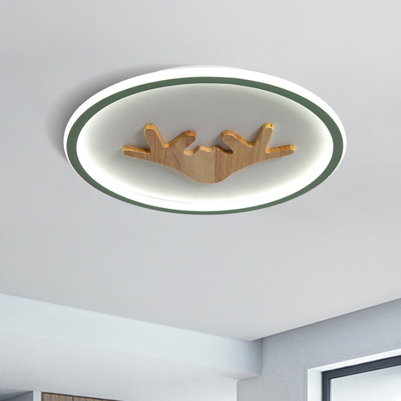Deer Flush Mount Lighting Acrylic Grey/White/Green LED Flush Ceiling Light for Bedroom