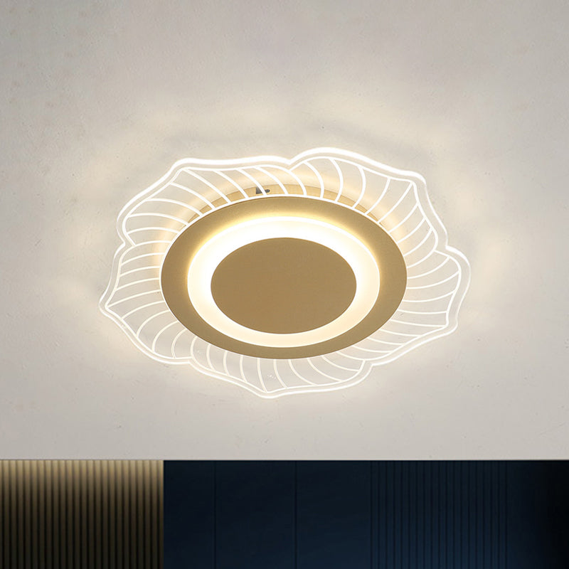 Acrylic Floral Flush Light Fixture Nordic LED Flush Close to Ceiling Lamp in Gold, Warm/White Light Clearhalo 'Ceiling Lights' 'Close To Ceiling Lights' 'Close to ceiling' 'Flush mount' Lighting' 1687688
