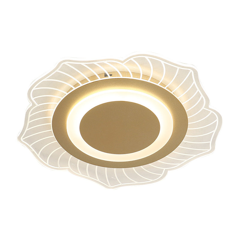 Acrylic Floral Flush Light Fixture Nordic LED Flush Close to Ceiling Lamp in Gold, Warm/White Light Clearhalo 'Ceiling Lights' 'Close To Ceiling Lights' 'Close to ceiling' 'Flush mount' Lighting' 1687689