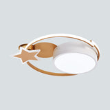 Acrylic Star and Round Flush Mount Minimalist White/Gold LED Ceiling Light Fixture for Bedroom Clearhalo 'Ceiling Lights' 'Close To Ceiling Lights' 'Close to ceiling' 'Flush mount' Lighting' 1687697