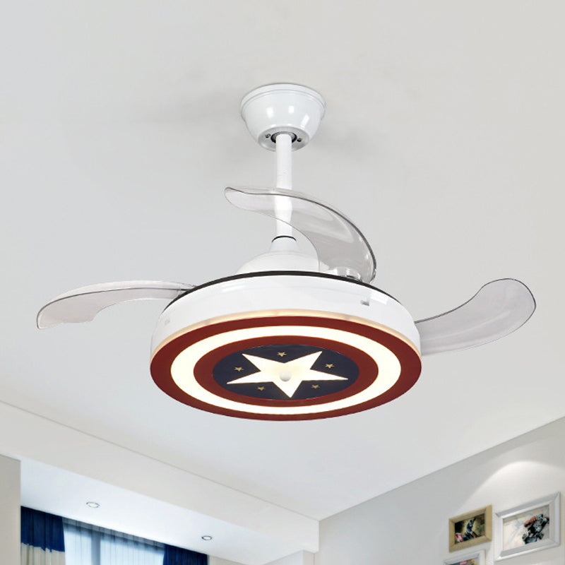 34" W Metal Star Hanging Fan Lamp Kids LED Semi Flush Ceiling Light in Red with 3-Blade Red Clearhalo 'Ceiling Fans with Lights' 'Ceiling Fans' 'Kids Ceiling Fans' 'Kids' Lighting' 1687835