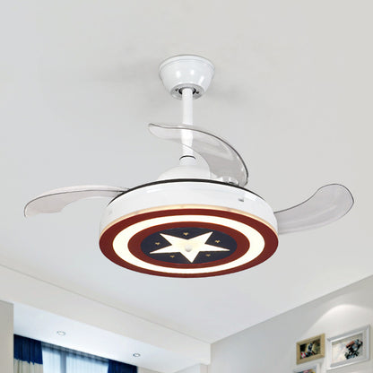 34" W Metal Star Hanging Fan Lamp Kids LED Semi Flush Ceiling Light in Red with 3-Blade Red Clearhalo 'Ceiling Fans with Lights' 'Ceiling Fans' 'Kids Ceiling Fans' 'Kids' Lighting' 1687835