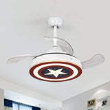 34" W Metal Star Hanging Fan Lamp Kids LED Semi Flush Ceiling Light in Red with 3-Blade Red Clearhalo 'Ceiling Fans with Lights' 'Ceiling Fans' 'Kids Ceiling Fans' 'Kids' Lighting' 1687835