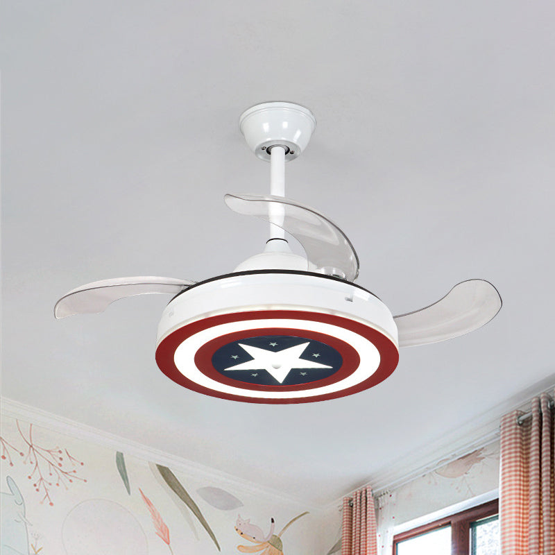 34" W Metal Star Hanging Fan Lamp Kids LED Semi Flush Ceiling Light in Red with 3-Blade Clearhalo 'Ceiling Fans with Lights' 'Ceiling Fans' 'Kids Ceiling Fans' 'Kids' Lighting' 1687836