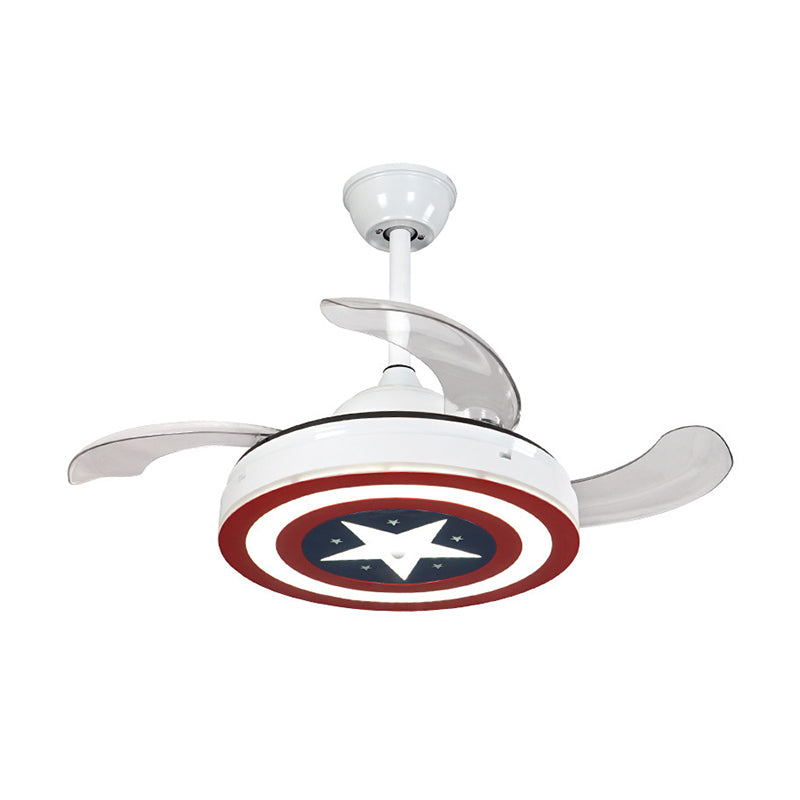 34" W Metal Star Hanging Fan Lamp Kids LED Semi Flush Ceiling Light in Red with 3-Blade Clearhalo 'Ceiling Fans with Lights' 'Ceiling Fans' 'Kids Ceiling Fans' 'Kids' Lighting' 1687837