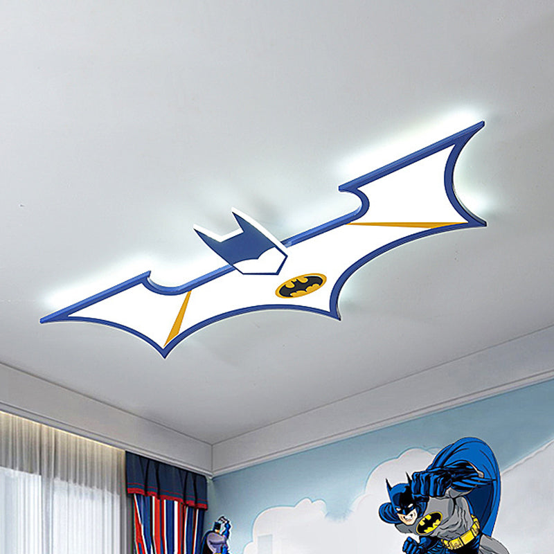 Black/Blue Batman Flush Light Fixture Kids LED Acrylic Flush Mount Lamp for Boys Room - Blue - Clearhalo - 'Ceiling Lights' - 'Close To Ceiling Lights' - 'Close to ceiling' - 'Flush mount' - Lighting' - 1687843
