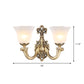Gold 1/2 Bulbs Wall Mounted Lamp Traditional Frosted Glass Inverted Bell Wall Lighting Idea with Curved Arm Clearhalo 'Wall Lamps & Sconces' 'Wall Lights' Lighting' 1688014